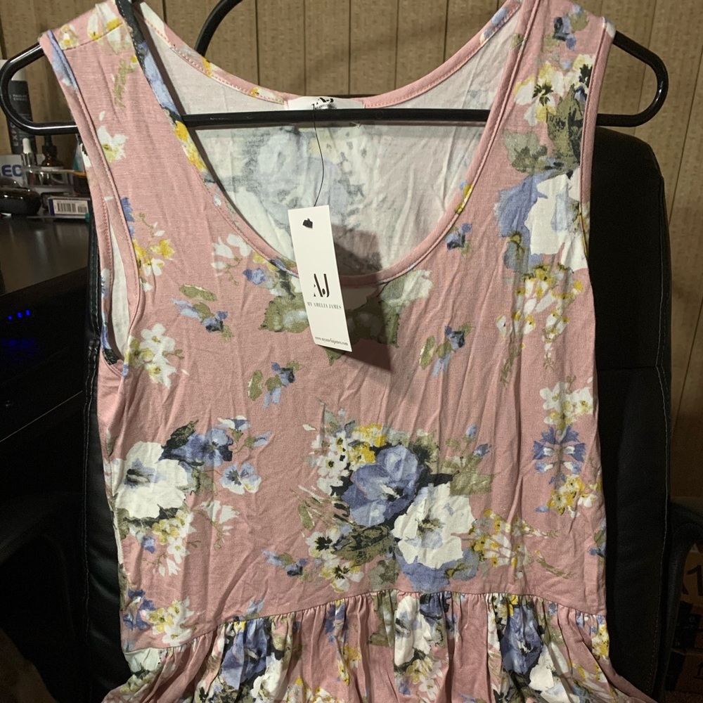 Pink floral tank top